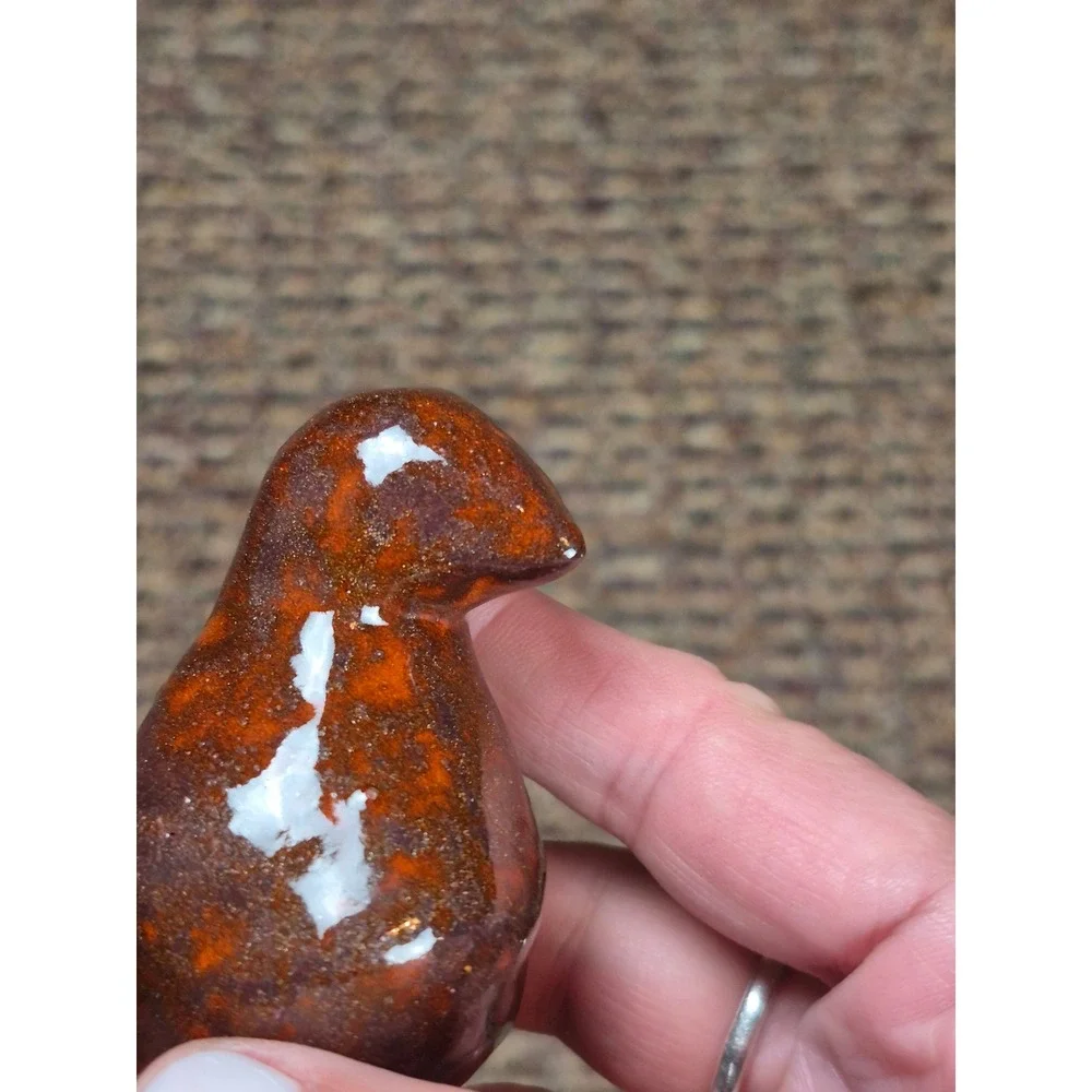 Vintage Studio Pottery Ceramic Bird Figurine‎ Brown Orange Speckled Glaze Art - Picture 2 of 6